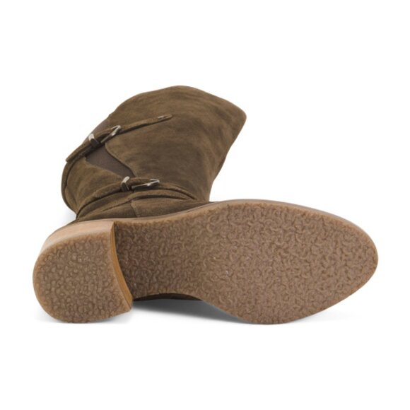 NEW VINTAGE FOUNDRY Suede Berenice Tall Boots in army green for women 1125 5t3 - Picture 7 of 10